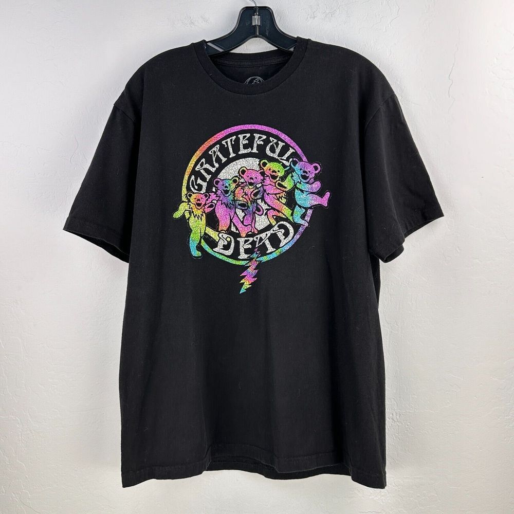 Grateful Dead T-shirt Mens L Black‎ Dancing Bear Band Tee Dead Head Hippie Vibes